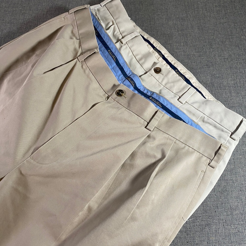 Lot of 2‎ Brooks Brothers Mens Advantage Chino Pants Lightweight Pleated Beige